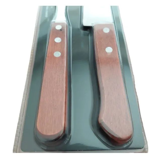 Jogo para churrasco com Faca e Garfo Trinchante Kit com 2 peças - Cabo de Madeira - Foto 5
