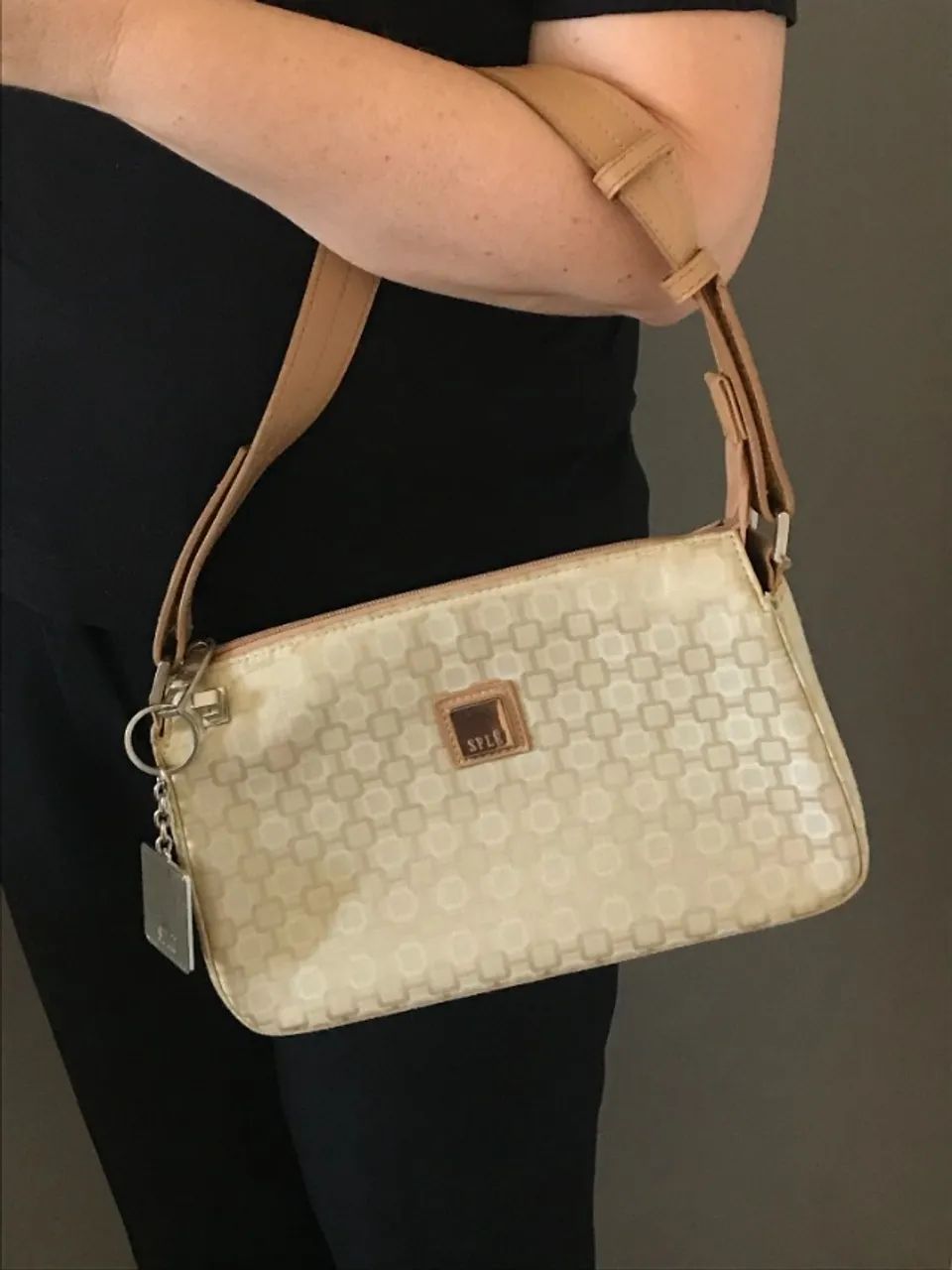 Bolsa De Obro Marrom e Creme Em Couro Da Marca Splé  - Foto 2