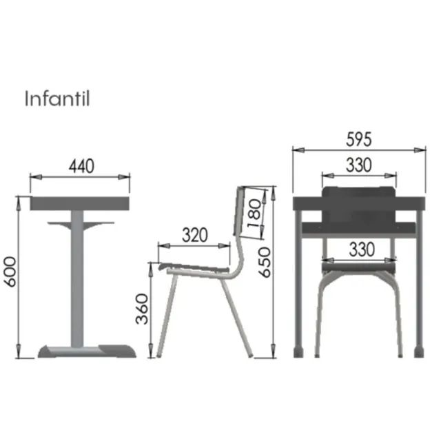 Conjunto Infantil Mesa E Cadeira Azul Resistente Premium 41089 - Foto 4