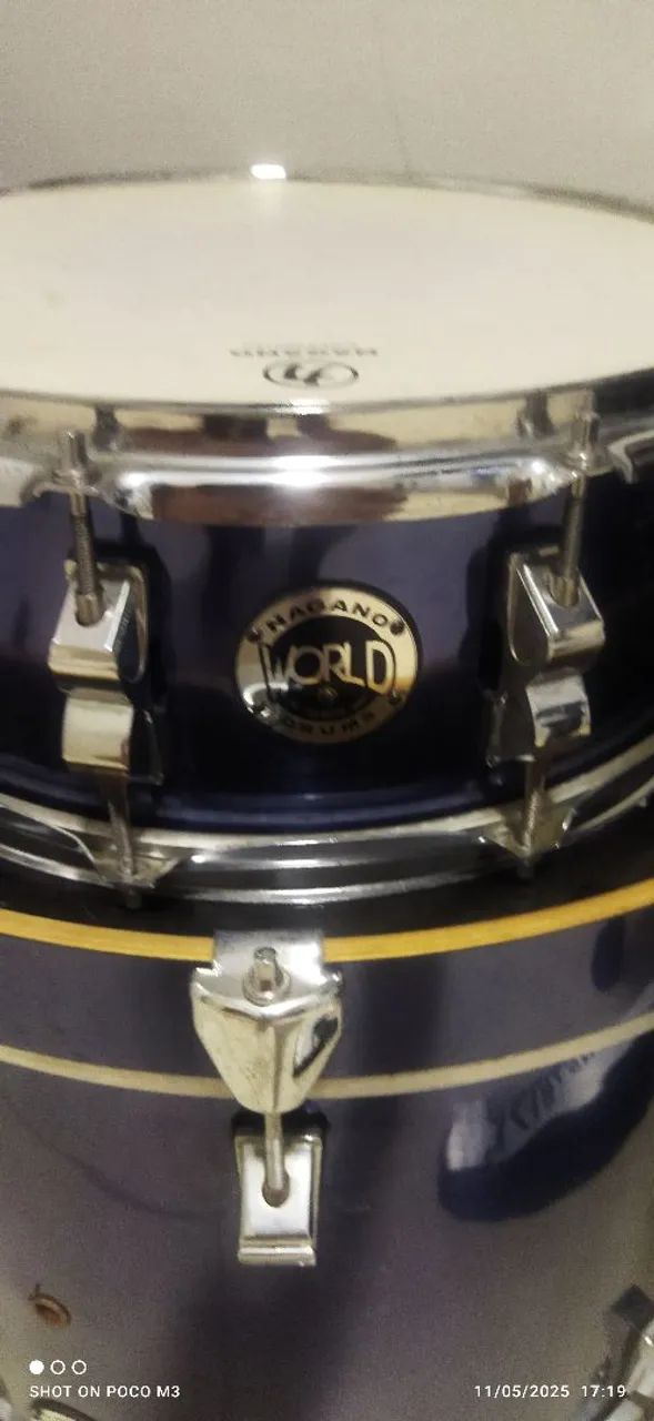 Bateria Nagano World B-bop 18 Azul e bateria eletrônica calsbro 130. - Foto 5