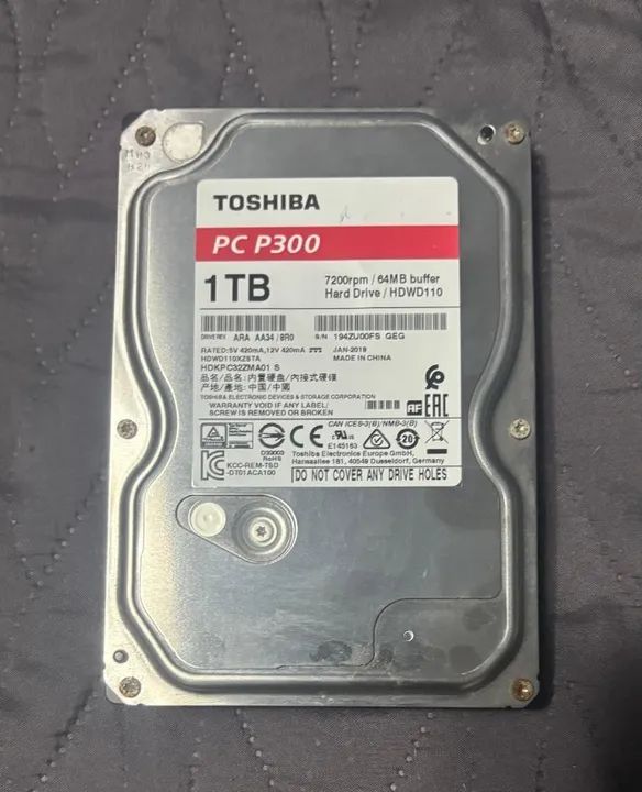 HD Toshiba P300 1TB 3.5" Sata III 6GB/s