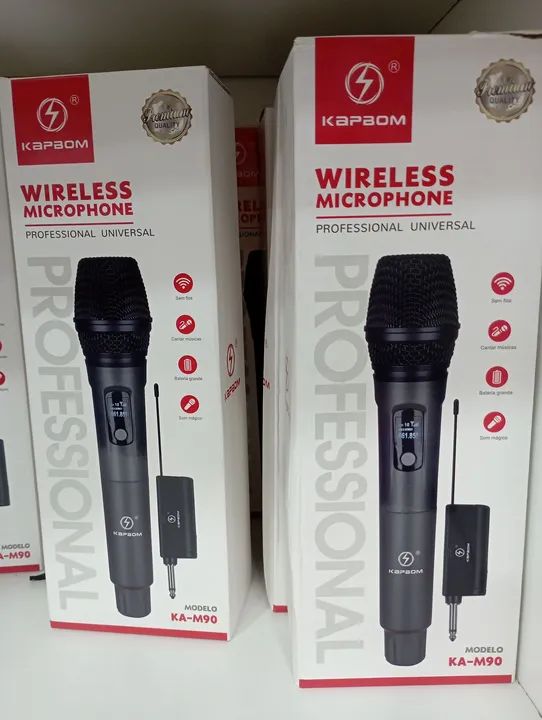 Kit 2 Microfone Sem Fio Profissional KAPBOM KA-M90