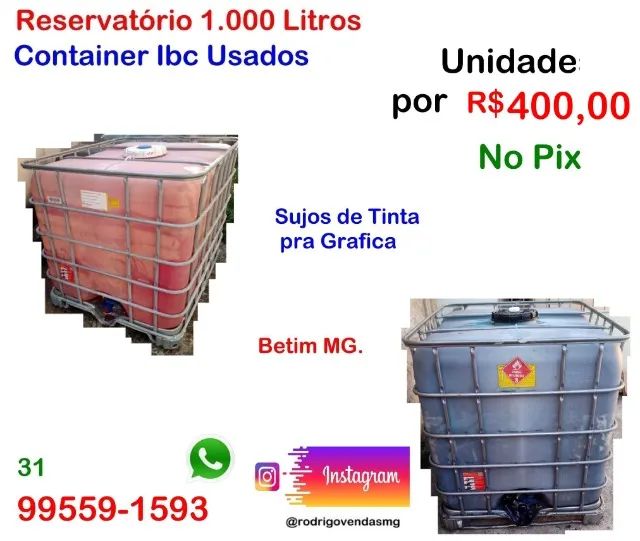 Used IBC Container Water Tank, 1,000 Liters, for Commercial Supply, Industrial Site, or Residential Use
