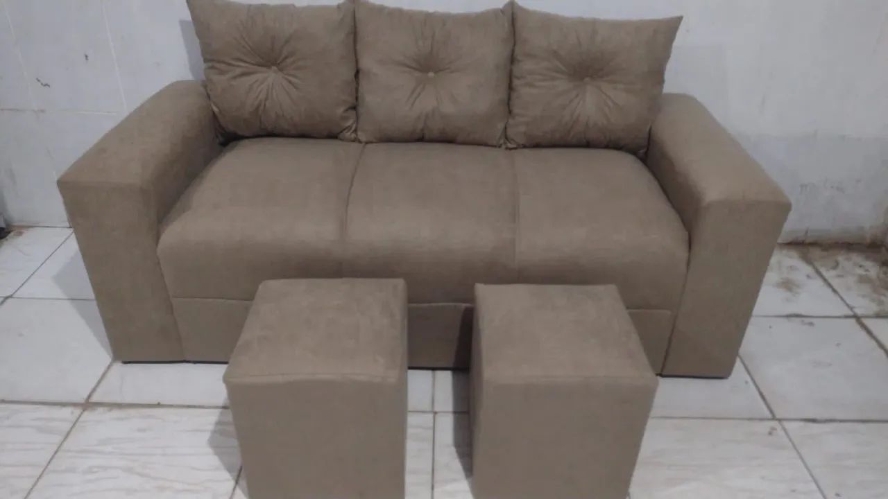 Disponível na cor caramelo com  dois puf  - Foto 2