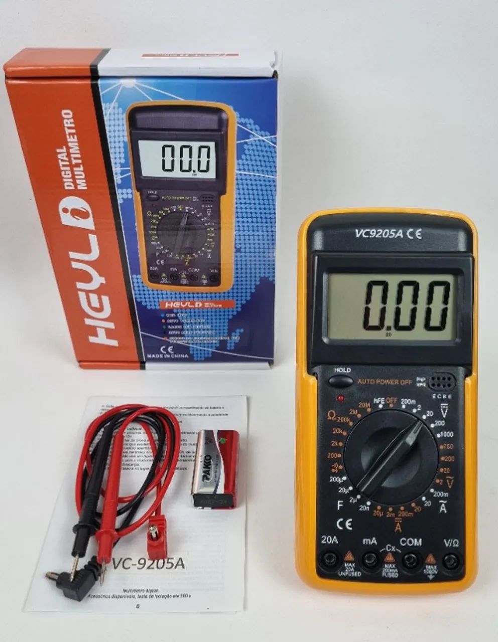 Multímetro Digital Com Capacimetro VC9205A Automático Medidor Tensão Corrente Resistência64186565831298120