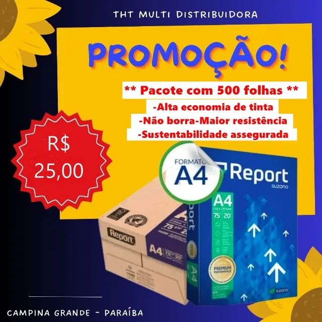 Papel A4, resma de 500 folhas Report Premium PROMOÇÃO!