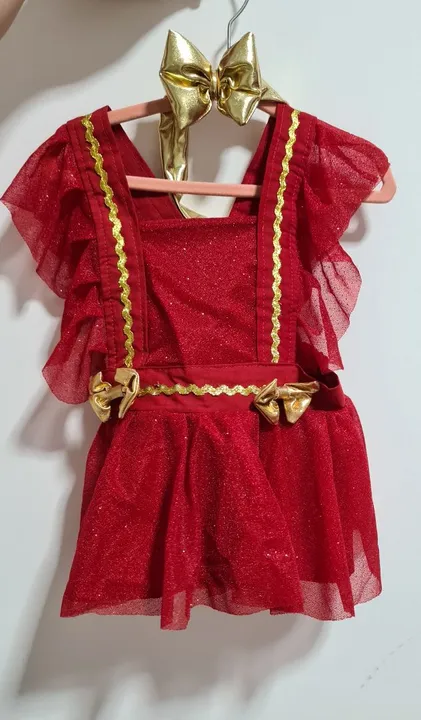 Vestido fantasia vermelho e dourado festa
