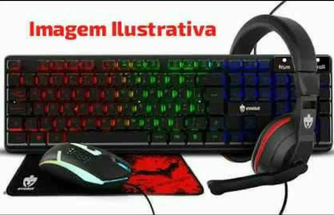 Kit Gamer 4 em 1 Completo (Teclado Mouse Headset Mousepad) - Preto ou Branco