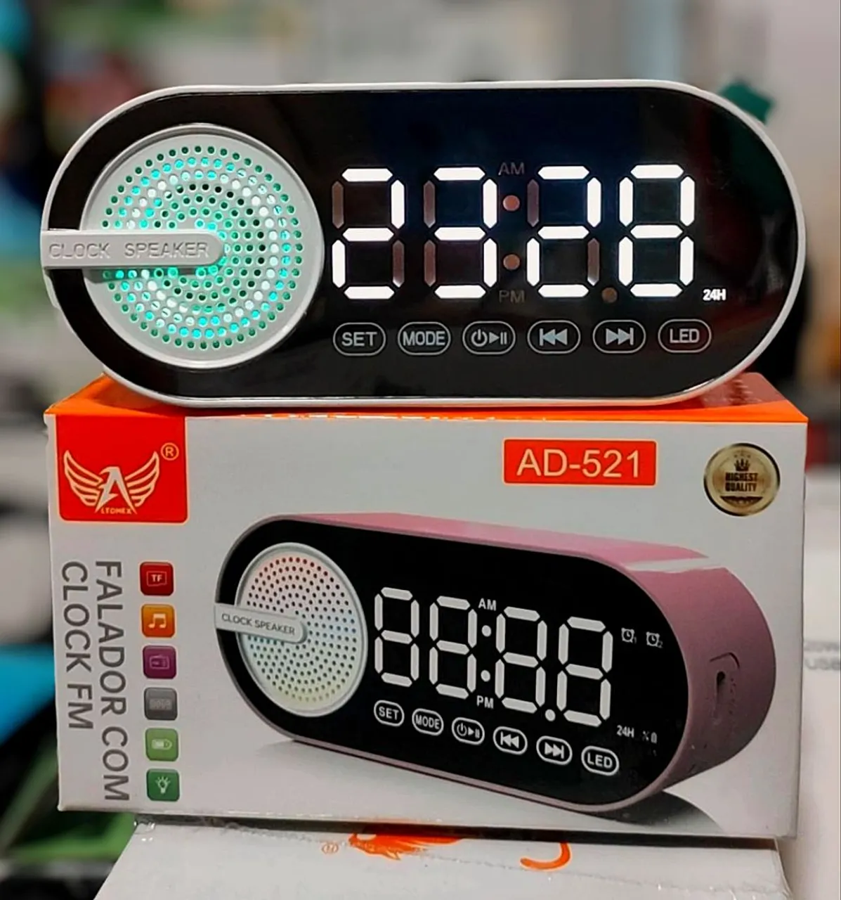 Caixa de som Bluetooth E Relógio Alarme FM