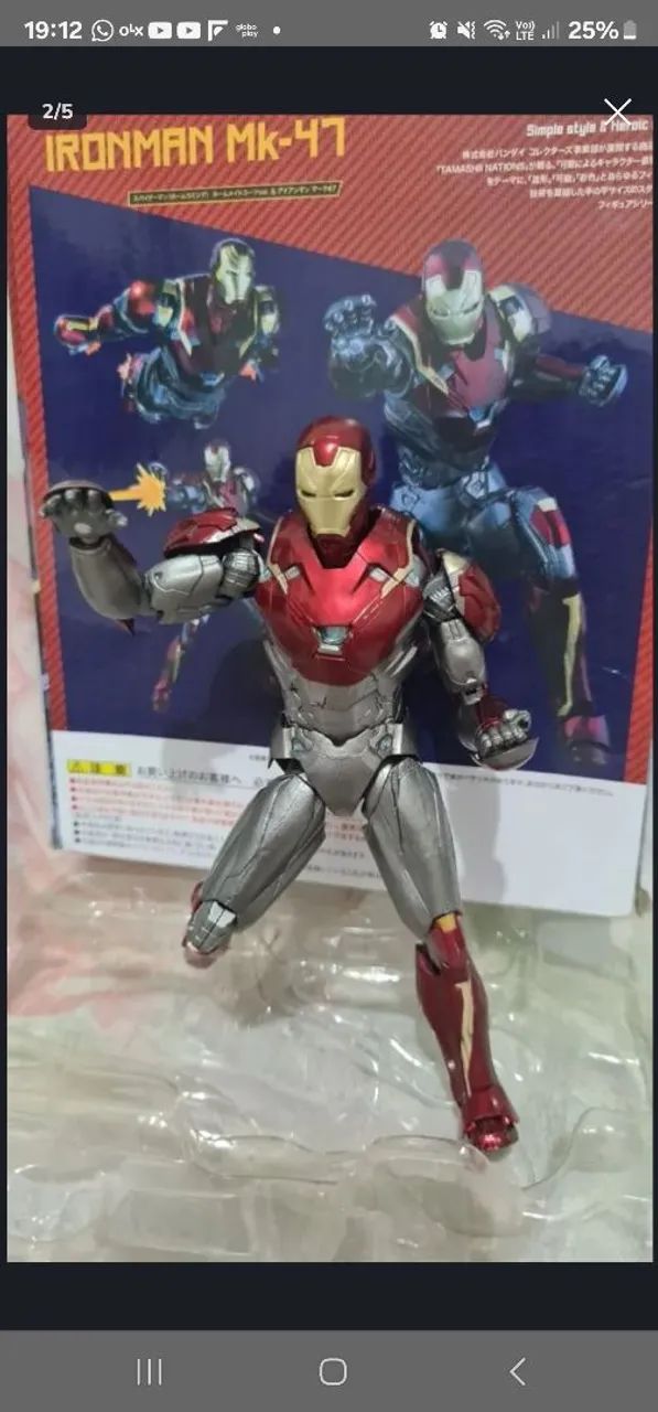 FIGURA AÇÃO IRONMAN MK-47 COMPLETO CAIXA ACESSÓRIOS ITEM PARA COLECIONADOR - Foto 2