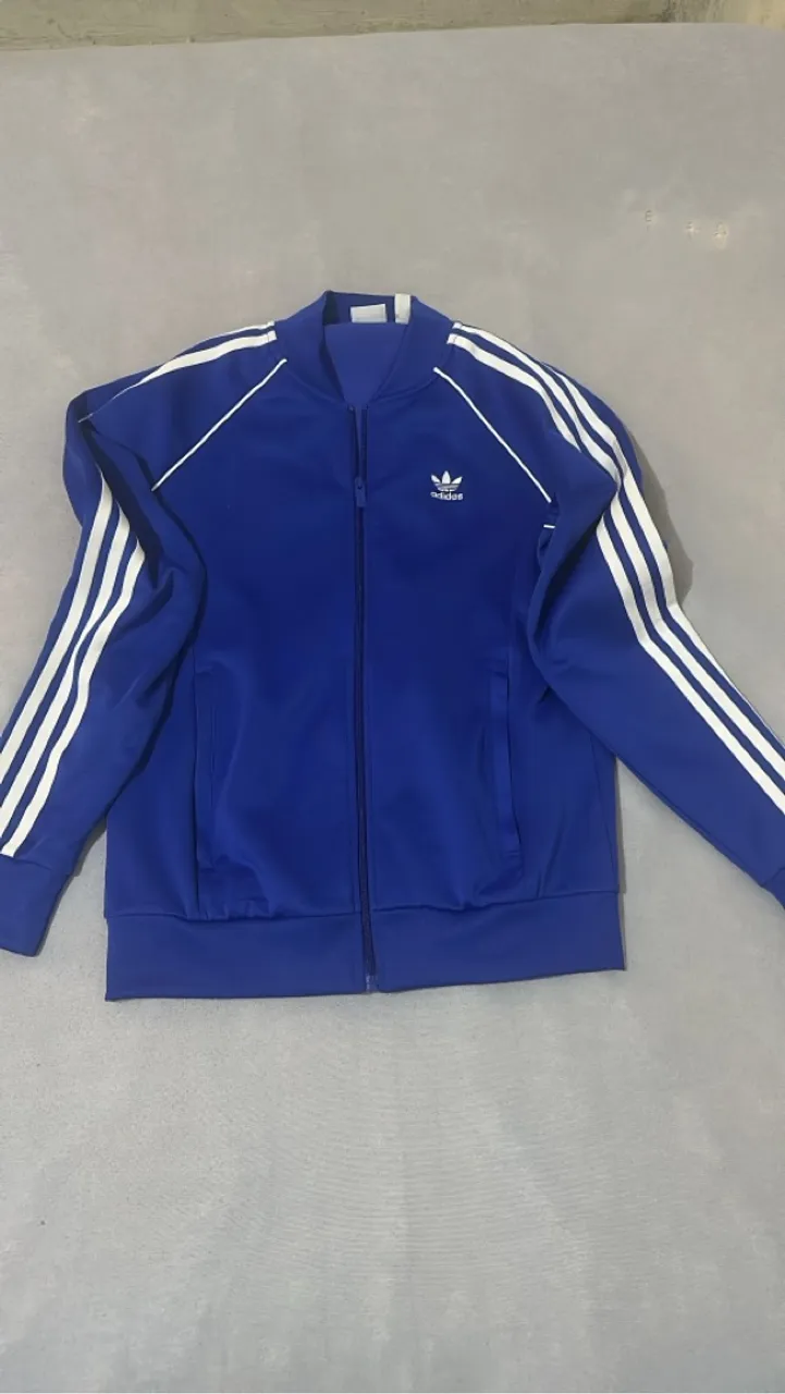 Jaqueta Adidas Azul com Listras Brancas