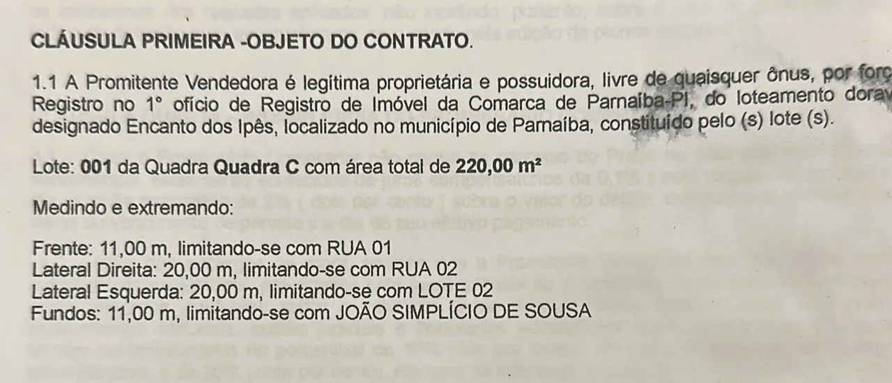 Terreno loteamento dos ipês (esquina 11x20)