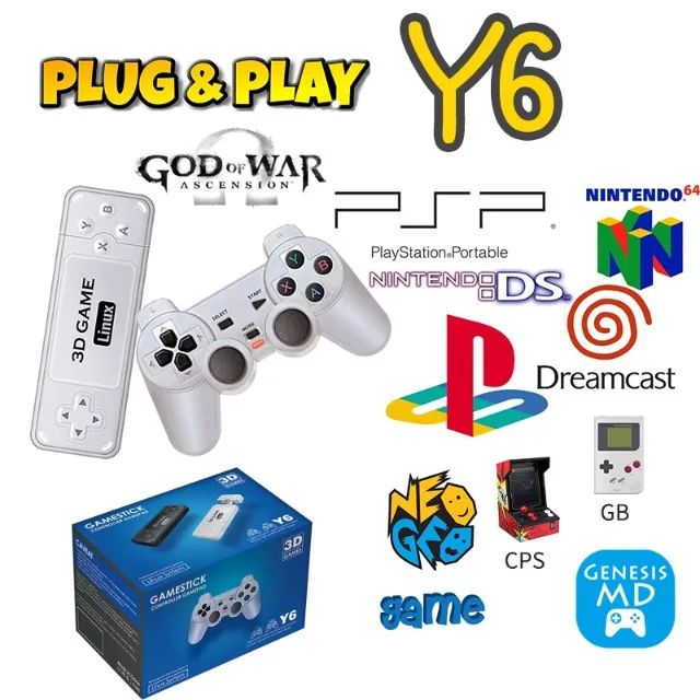 Gamestick Y6 Jogos Retrô 4k 60FPS HDMI 10.000 Jogos Super Nintendo GBA PS1 N64 Atari - Foto 5