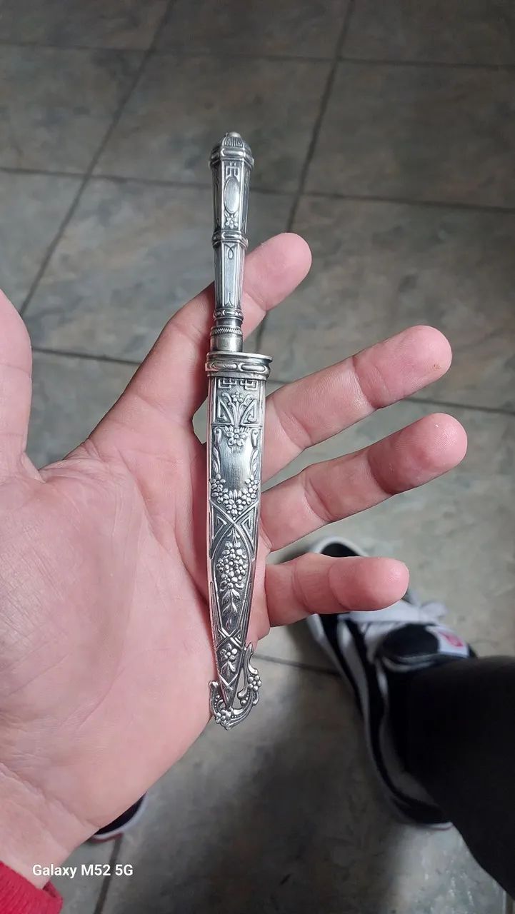 Faca antiga Eberle corneta em alpaca 