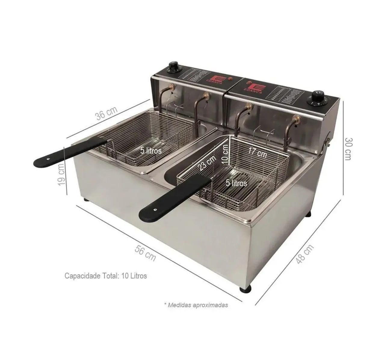 Fritadeira Dupla 10 Litros - Industrial - Aço Inox - Foto 2