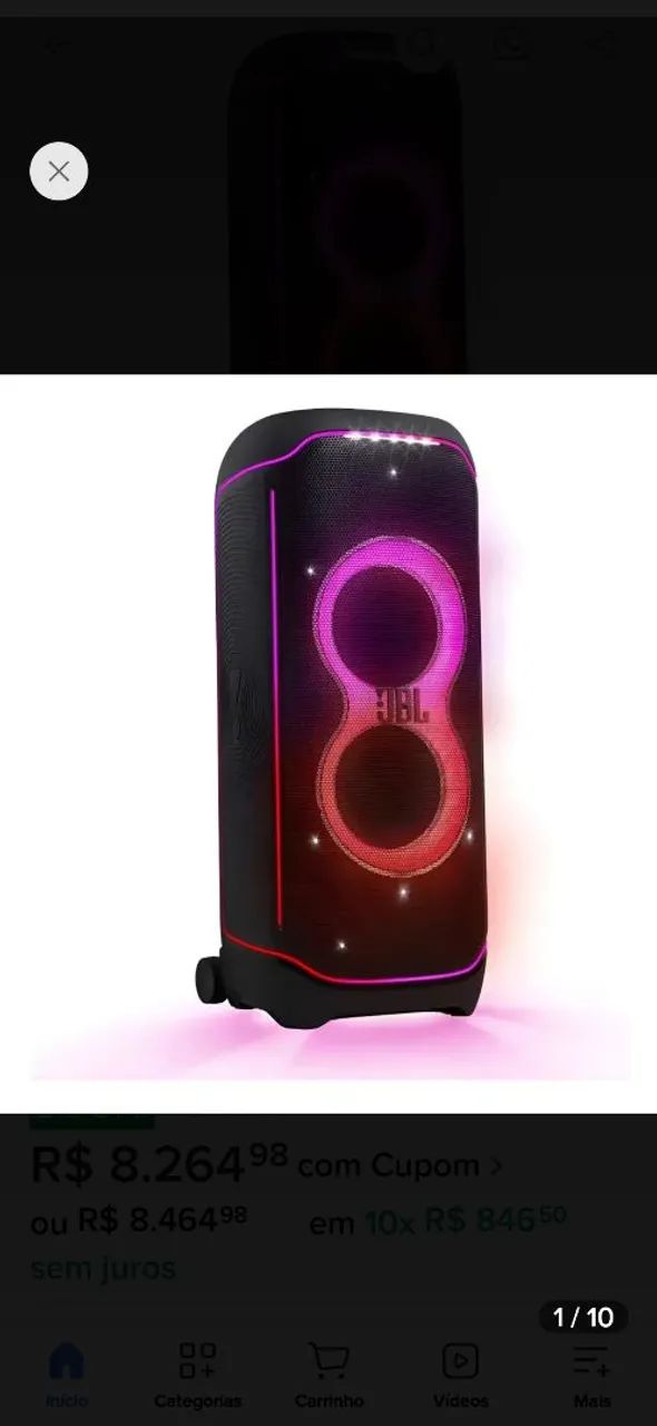 2 caixas de som JBL PartyBox ultimate 