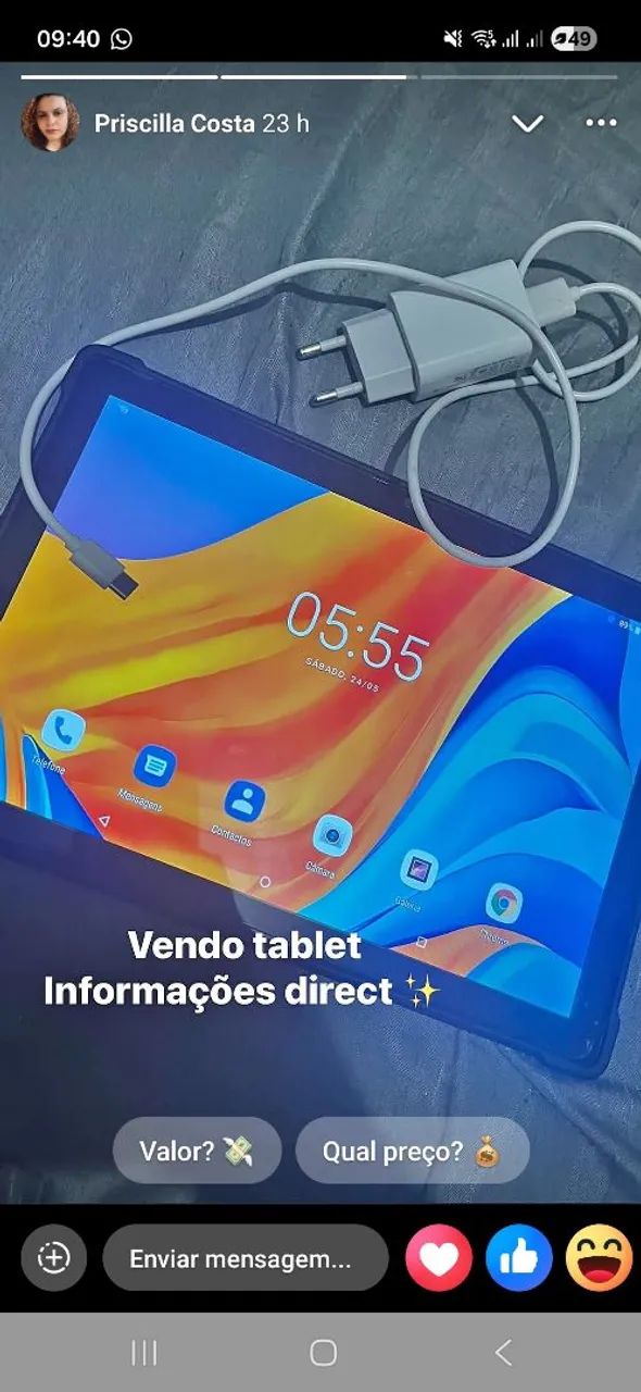 Tablet sem marcas de uso, funcionando perfeitamente.