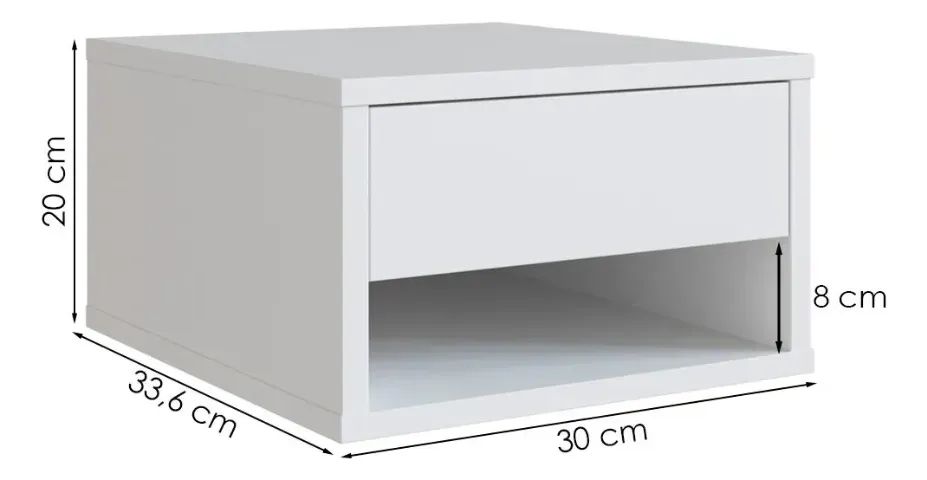 Mesa De Cabeceira Suspensa 30 Cm B87 Novam Branco - Foto 4