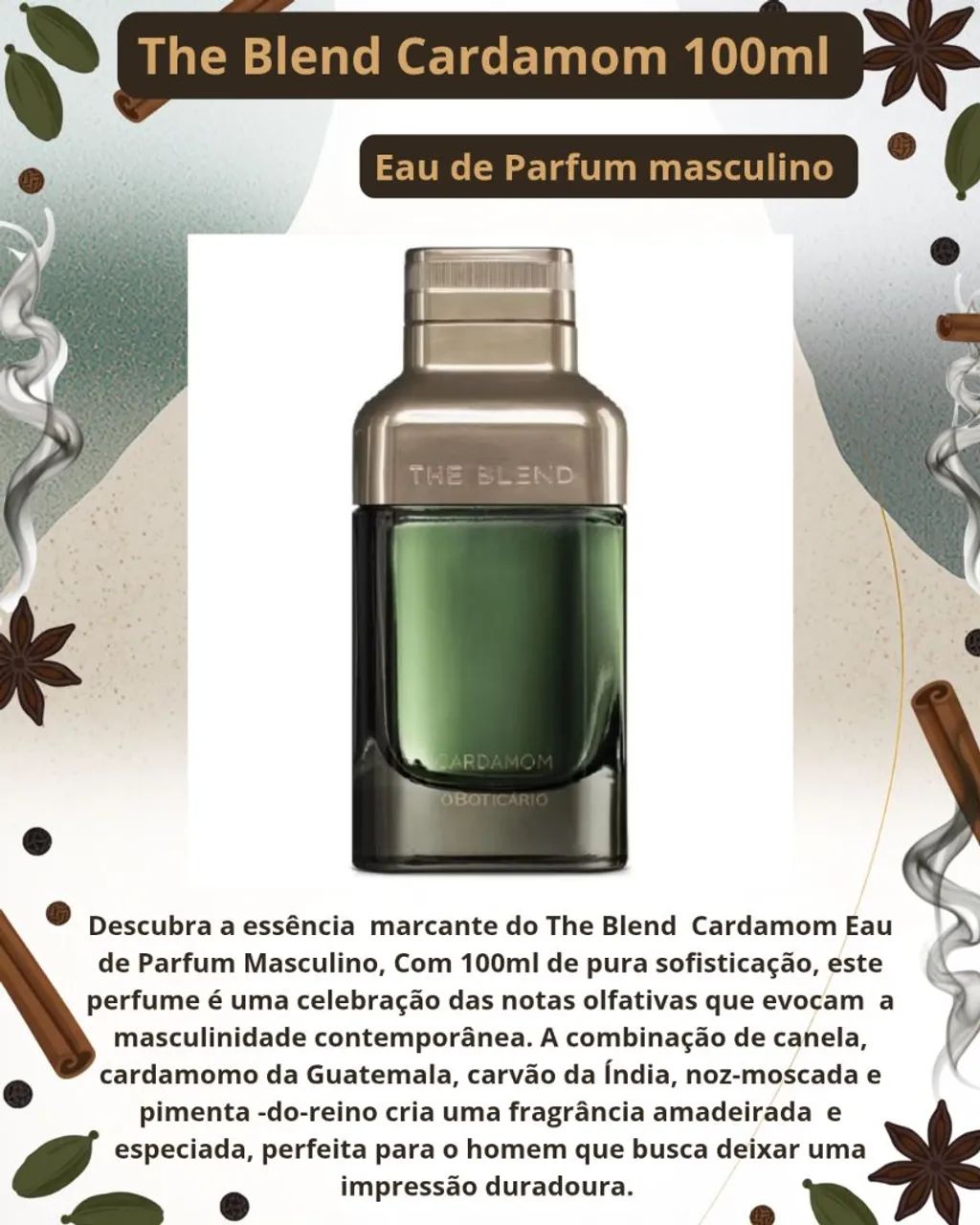 香水(男性用) OBOTICARIO THE BLEND CARDAMOM 100ml OBOTICARIO THE BLEND CARDAMOM 100ml 【公式通販】