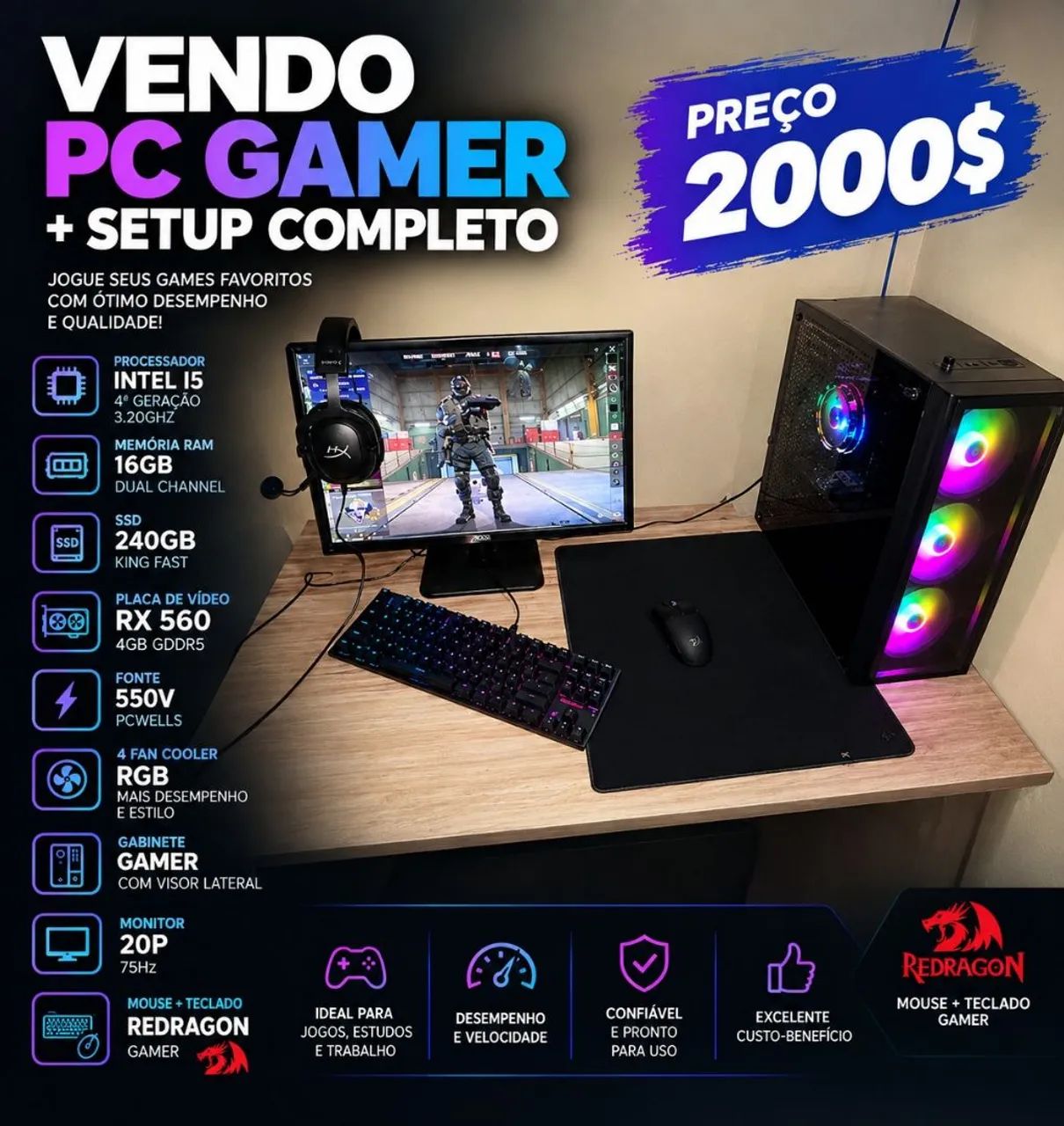 DESAPEGO! PC GAMER COMPLETO (PEGAR E LIGAR)