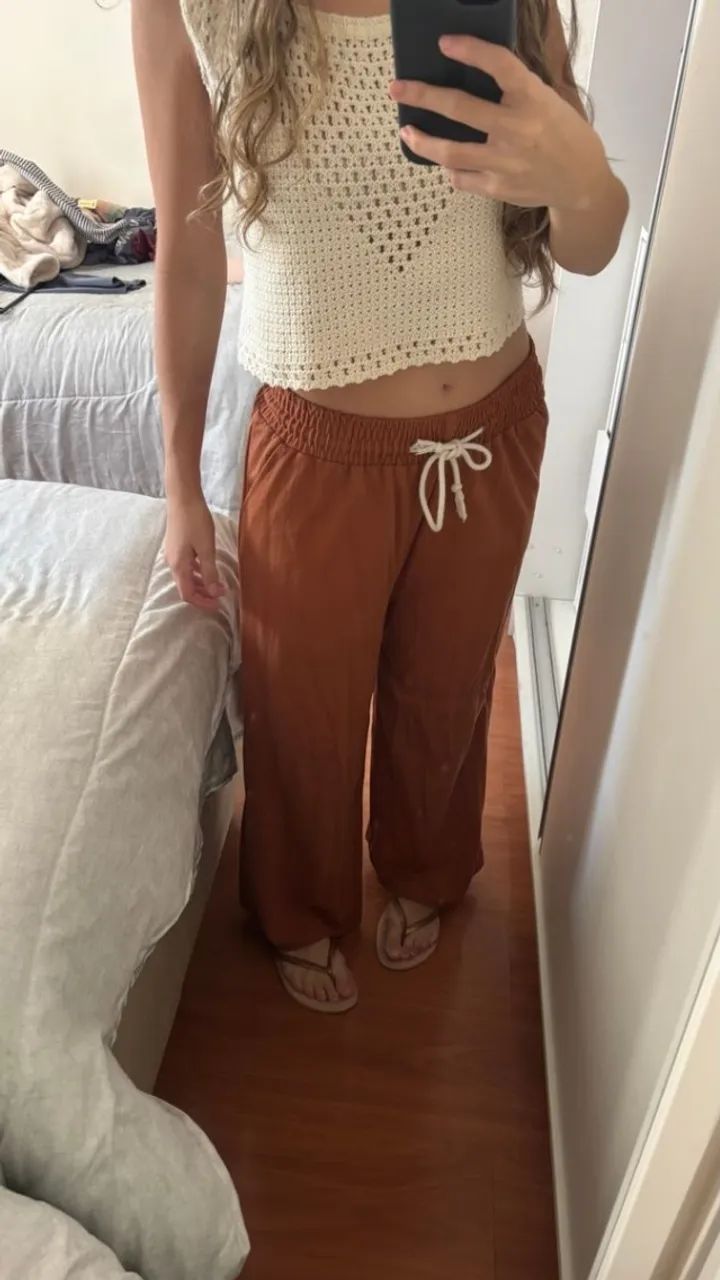 Calça pantalona malha marrom p - Foto 5