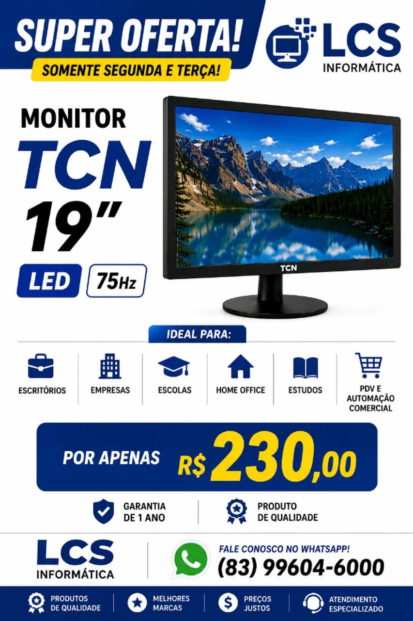 Monitor Novo 19' Polegadas HDMI VGA - Foto 2