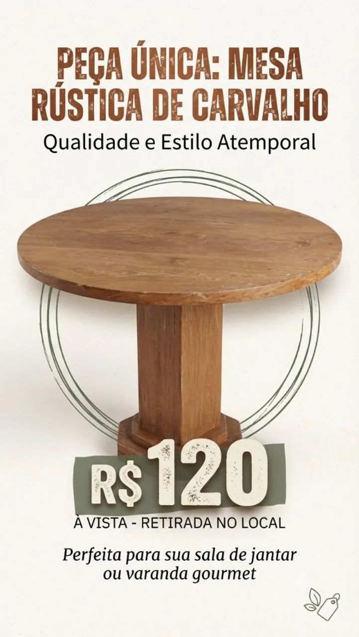 Mesa de Carvalho rústica