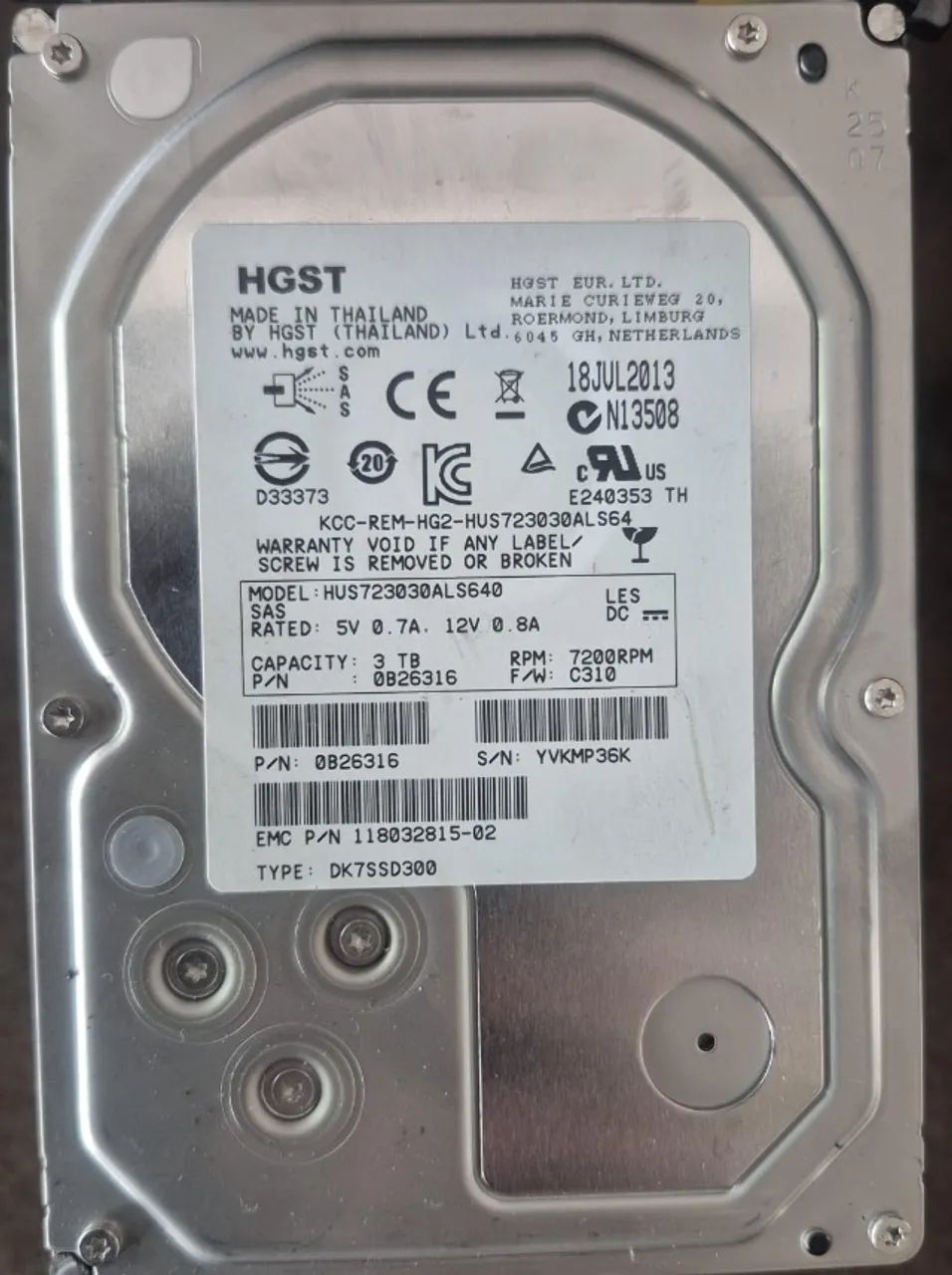 Hd hgst 3tb SaS Pn 0b26344