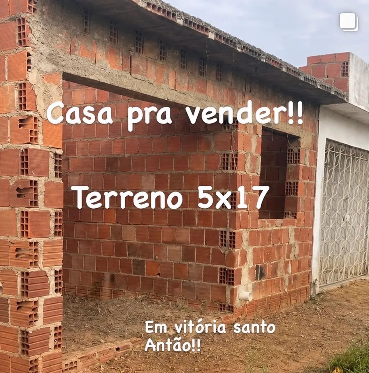 VENDO TERRENO 5X17 COM OBRA INICIADA 