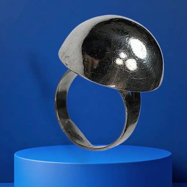 Anel ajustável de prata polida (cúpula) - Foto 2