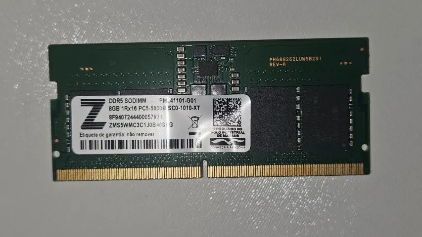 Memória RAM 8GB DDR5 5600MHz Notebook - Zilia (Nova/Original Memória RAM 8GB DDR5 5600MHz Notebook - Zilia (Nova/Original