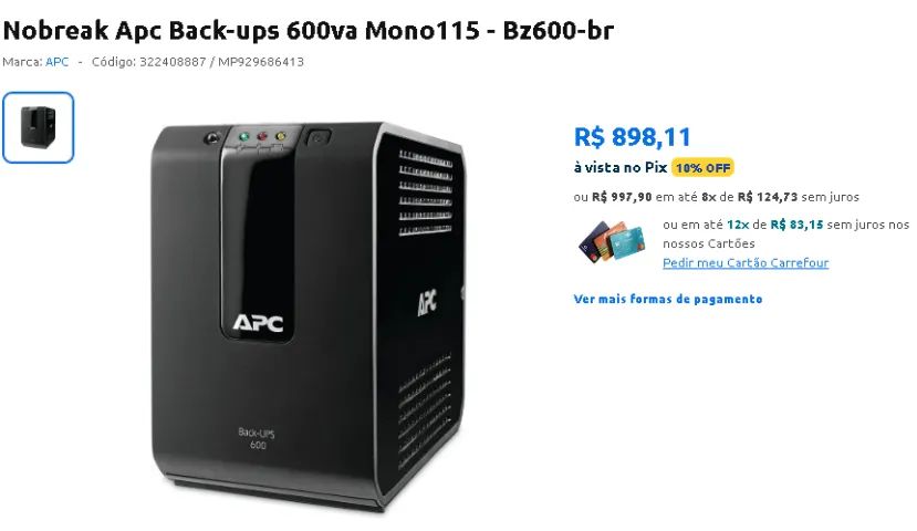 Nobreak APC 600va - Para Revisão - Foto 2