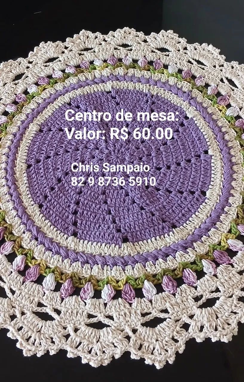 Centro de mesa e tapete em crochê - Foto 2