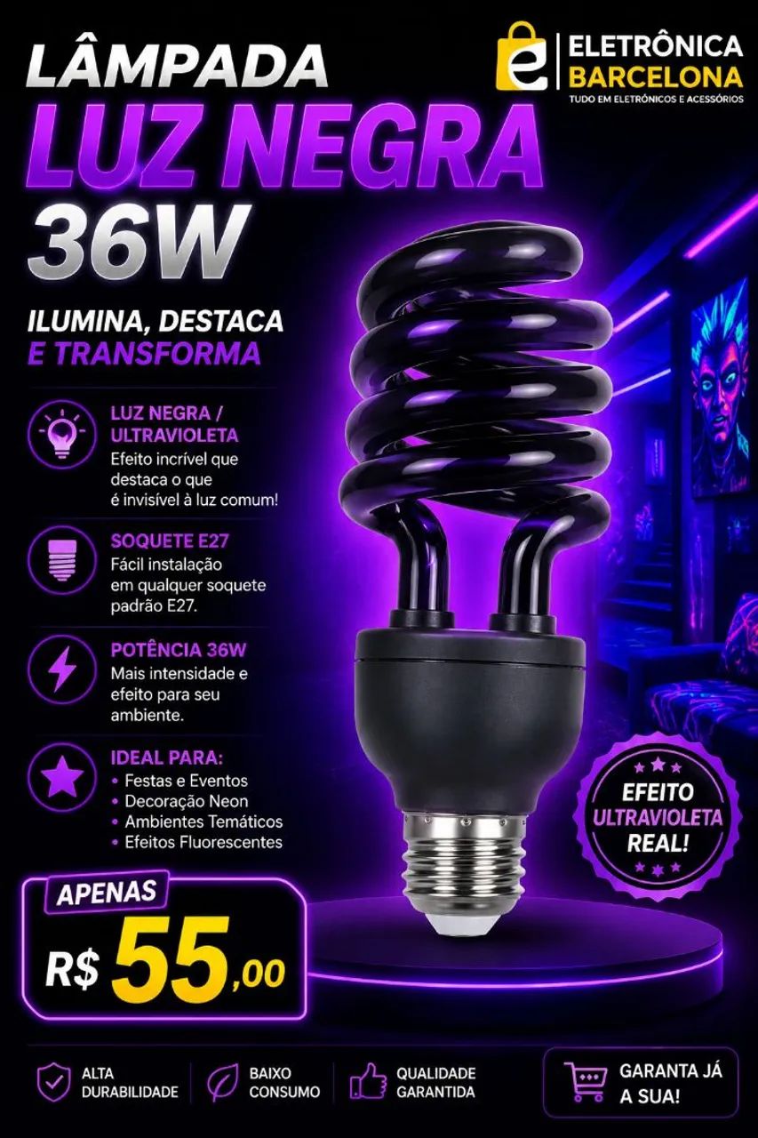 ? Lâmpada Luz Negra 36W - E27