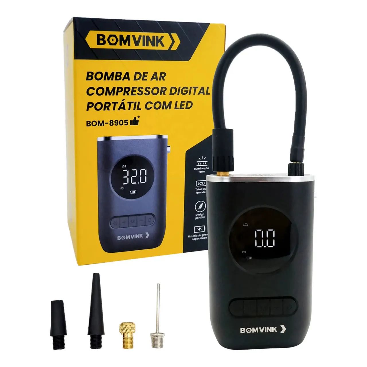 Mini Compressor Bomba De Ar Portátil Led Usb Veicular Carro - Foto 3