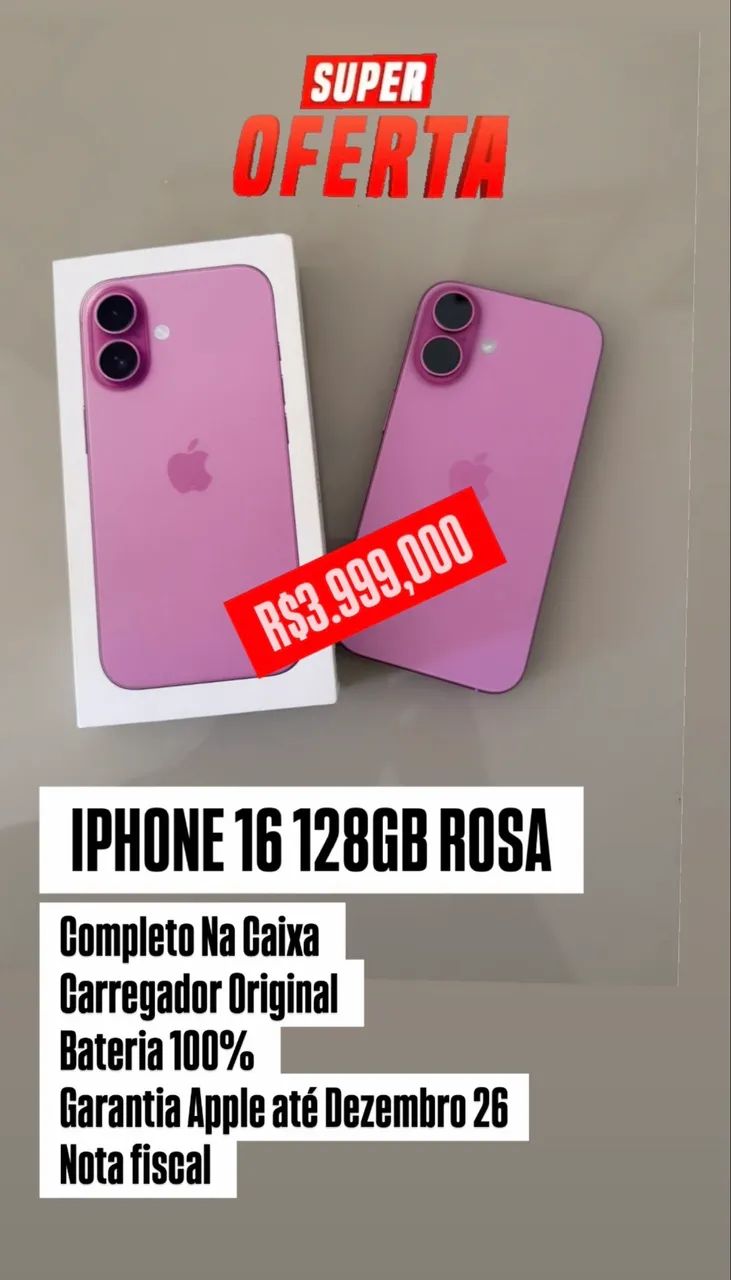 Iphone 16 128Gb Completo Na Caixa Bateria 100% Garantia Apple