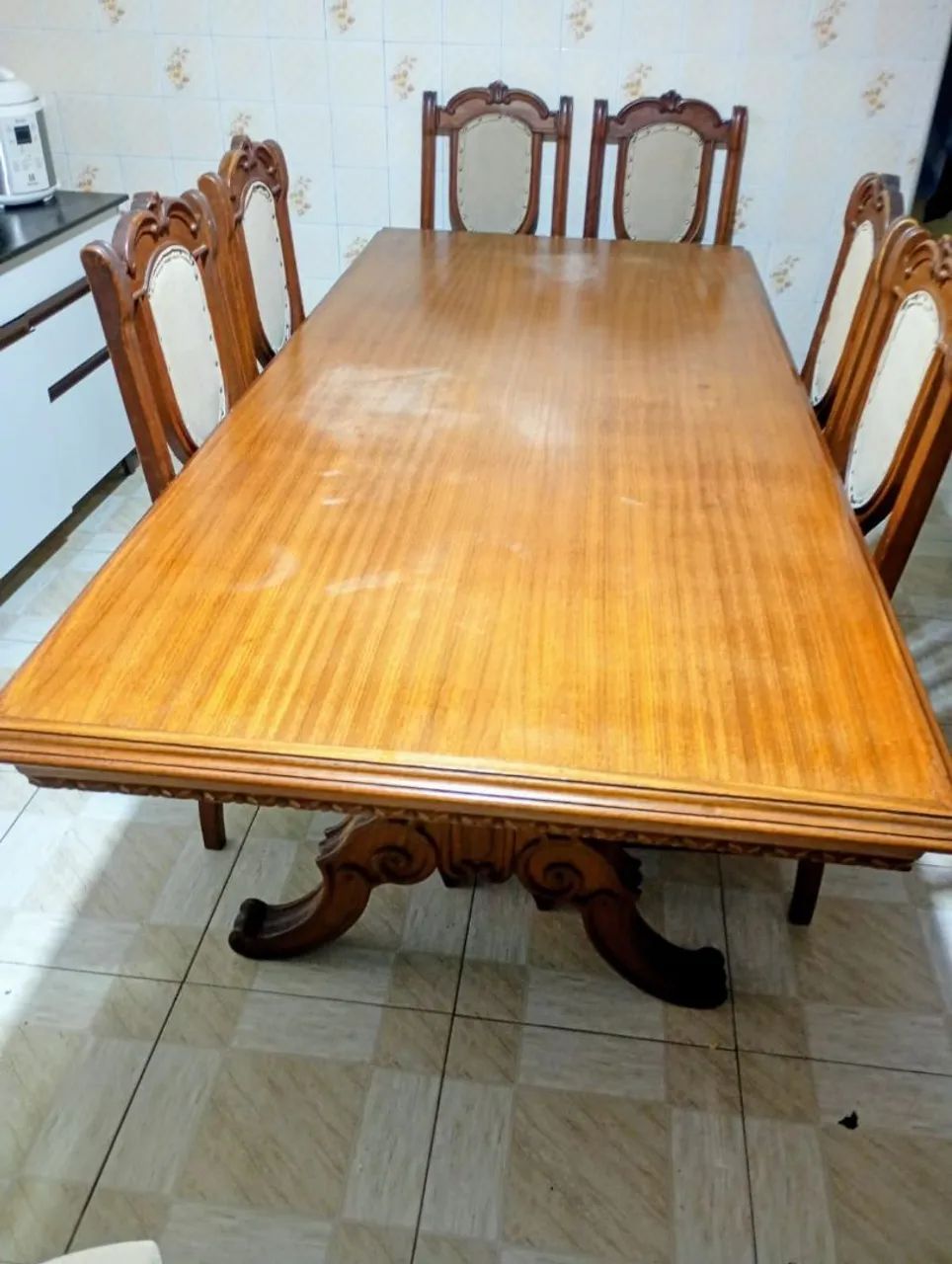 Mesa madeira maciça 8 cadeiras 2,20m x 1m - Foto 4