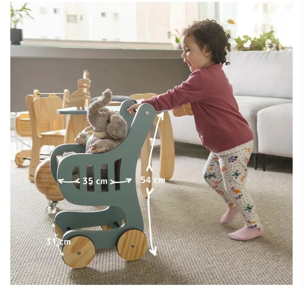 Carrinho de compras madeira brinquedo - Foto 4