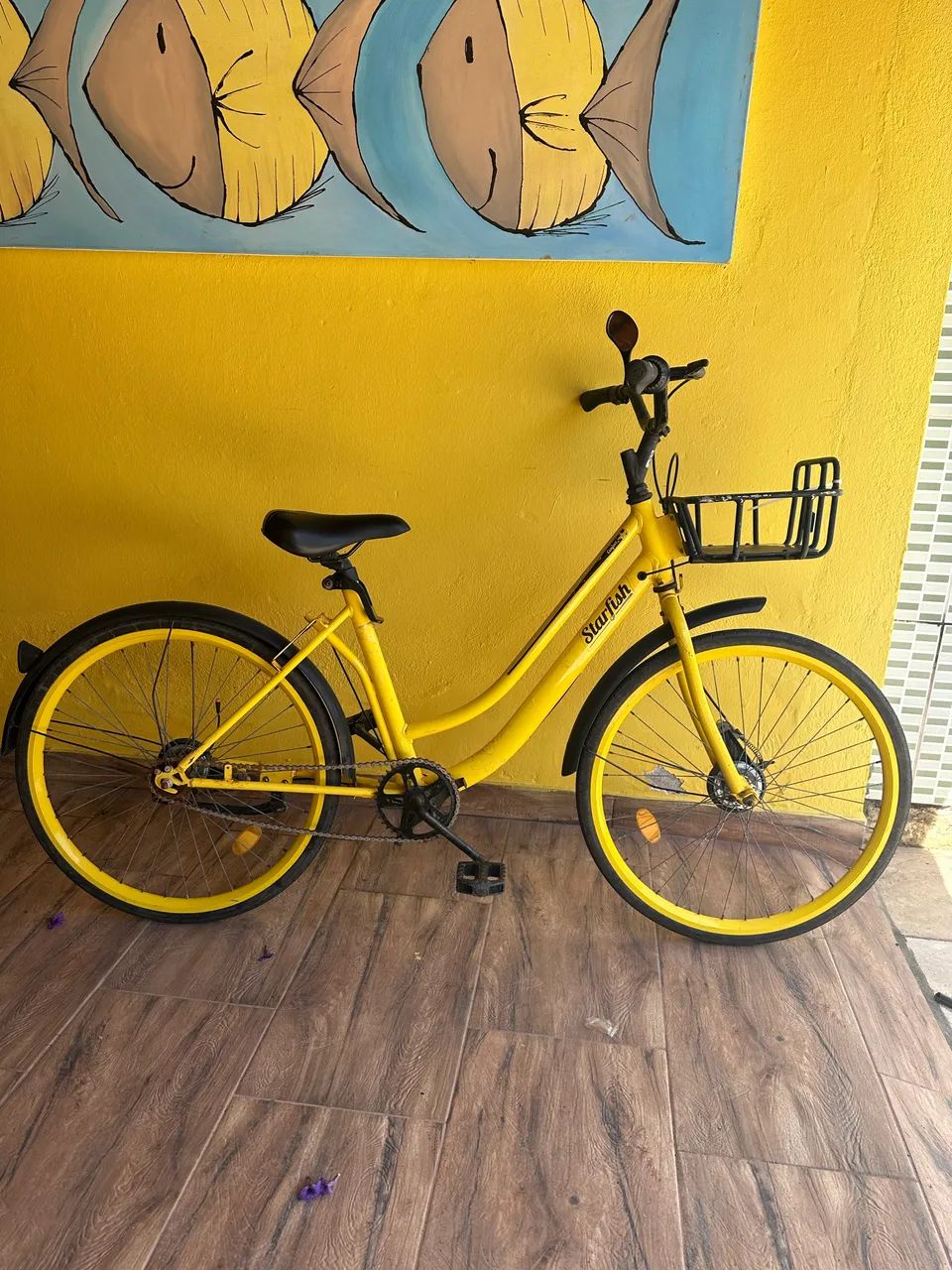 Bicicleta Urbana Starfish Aro 26 Amarela com sexta  - Foto 3