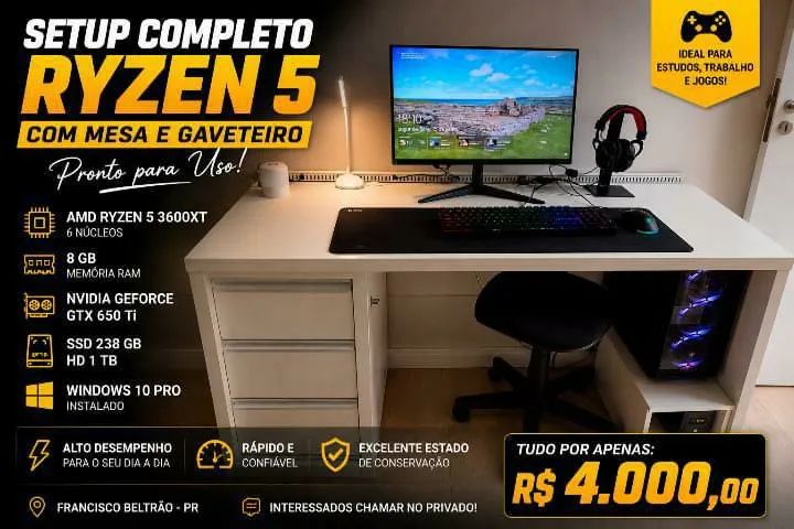 Computador com mesa sob medida e gaveteiro incluso. - Foto 2