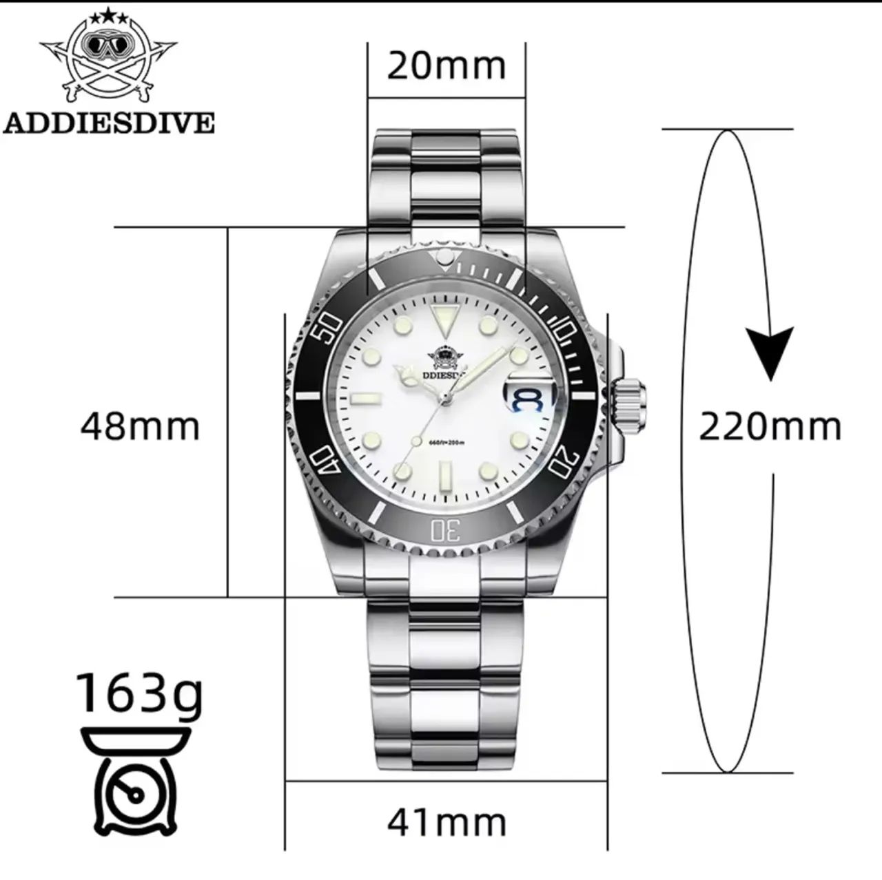 Addiesdive relógios de pulso de quartzo 41mm  - Foto 4