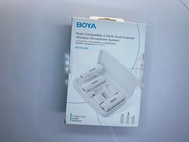 Microfone Lapela Boya Link 3 Em 1 Usb C 3.5mm Ios Branco