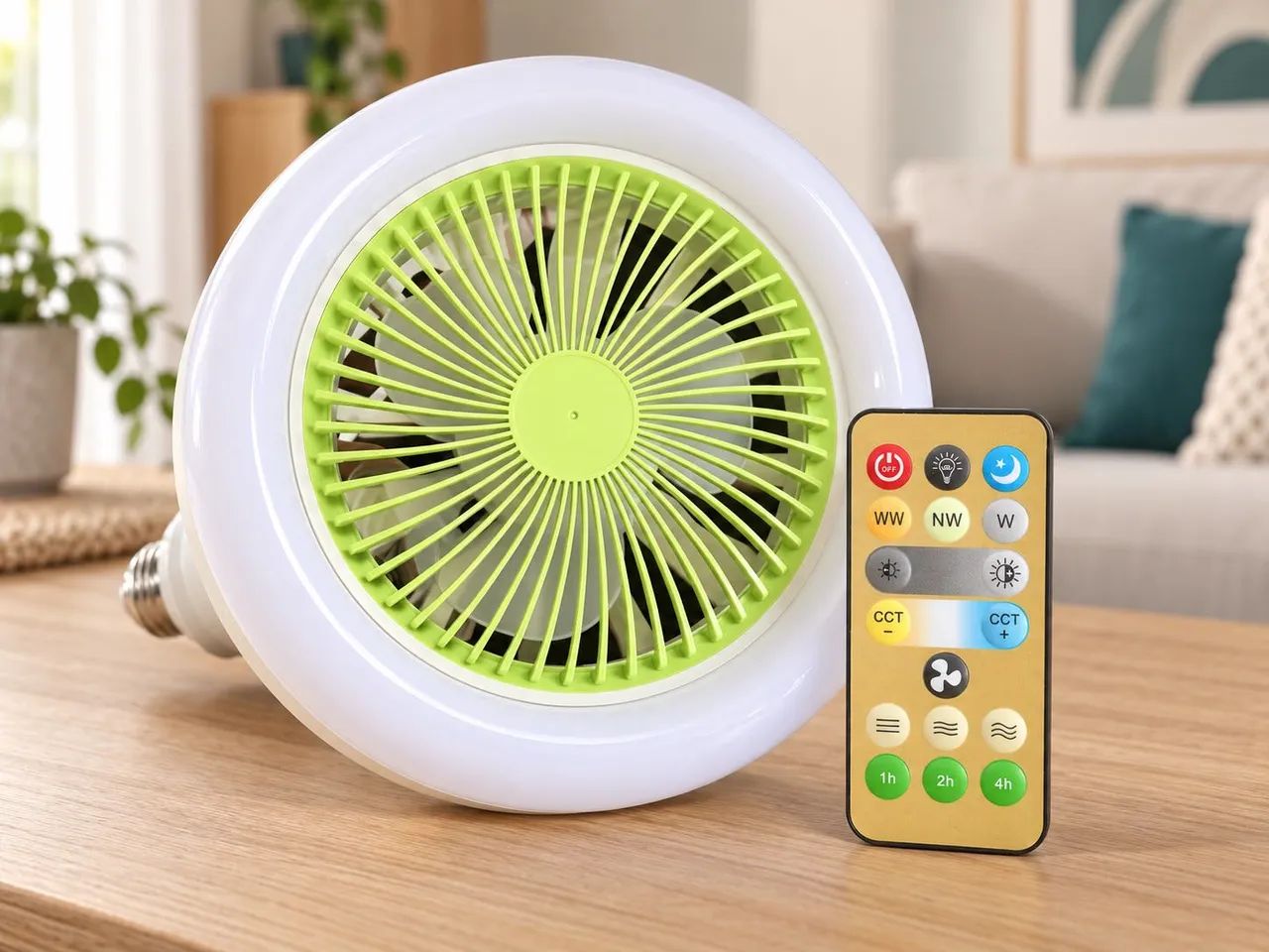 Luminária LED com Ventilador 36W e Controle Remoto E27