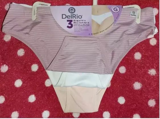 kit de 3 calcinhas DelRio Biquíni em microfibra estampas G - Foto 3