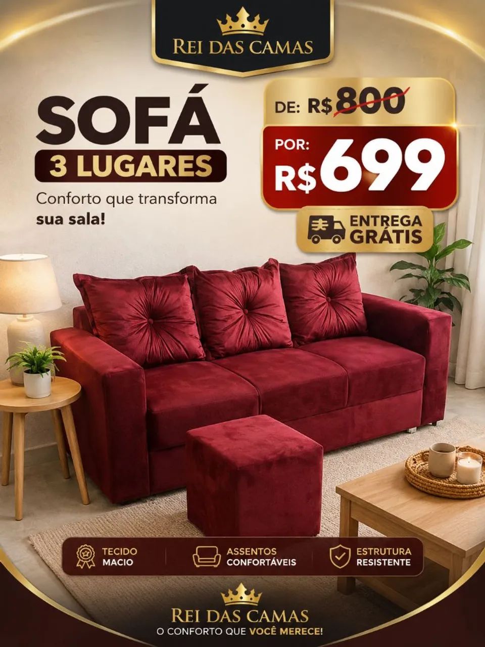 Sofá 3 lugares 
