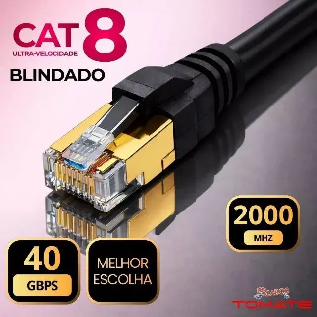Cabo de Rede CAT8 5 Metros Blindado Tomate MCB-1805 - Foto 2
