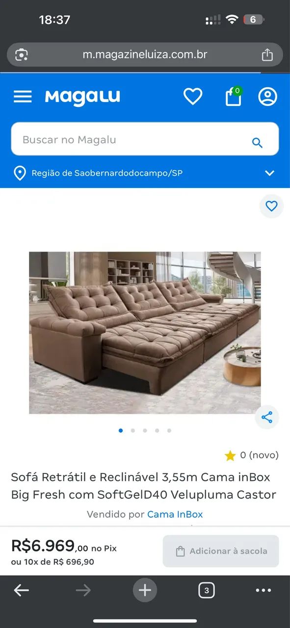 SOFÁ RETRÁTIL E RECLINÁVEL COM CHEISE 3,5x1,8m  - Foto 5