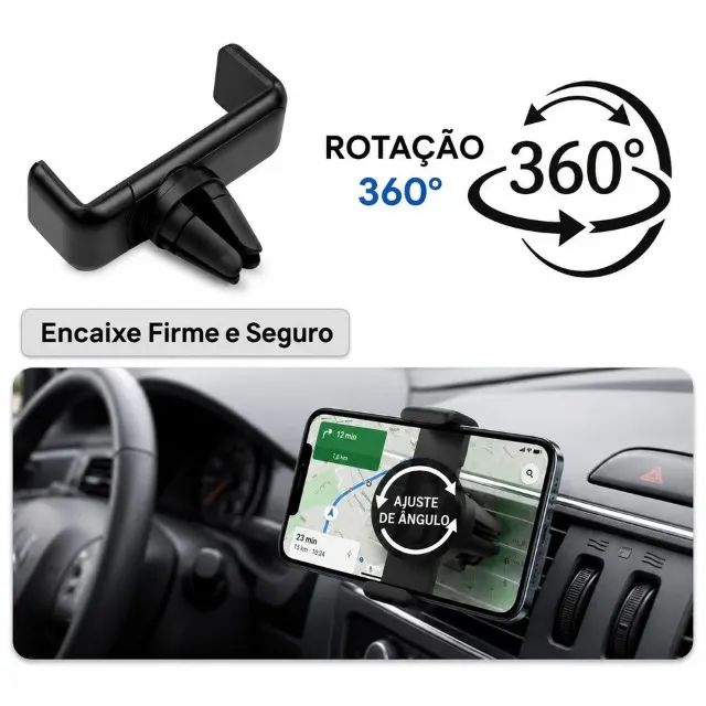 Suporte de Celular 360° para Carro - Fixação na Ventilação, Ajustável e Resistente - Foto 3