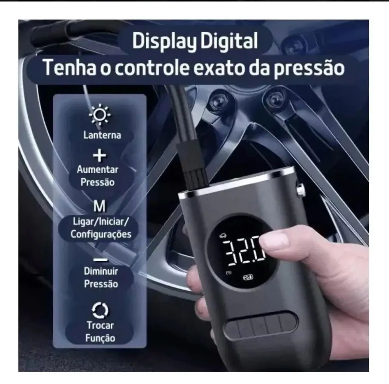 MINI COMPRESSOR DE AR PORTÁTIL  PREMIUM  - Foto 4