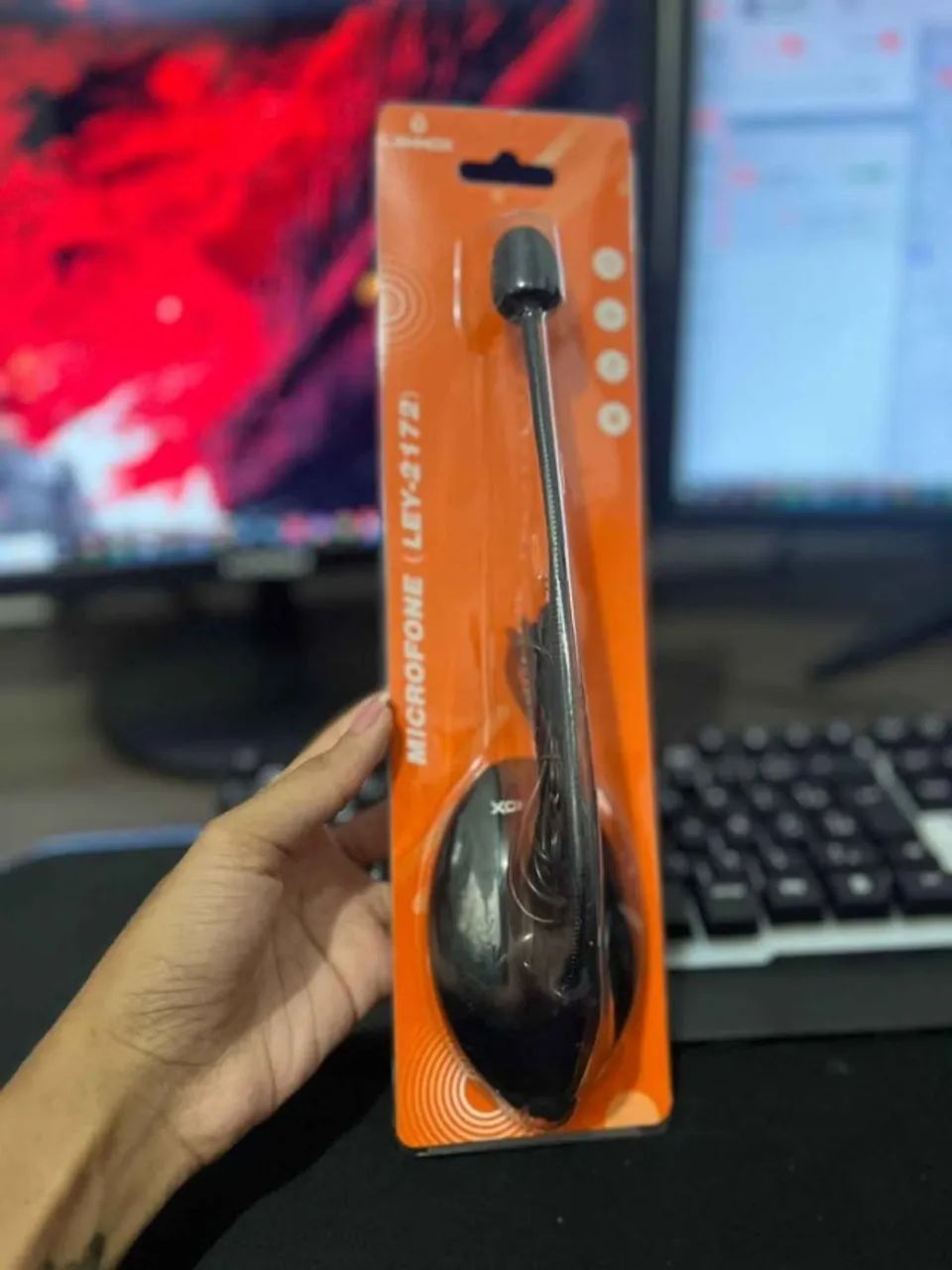 MICROFONE DE MESA COM HASTE FLEXÍVEL P2 MI-02 LEHMOX - Foto 2